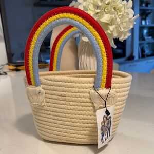 Lola and the Boys Rainbow Handle Woven Basket